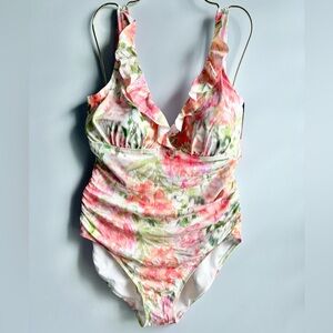 Lauren Ralph Lauren Women's Ruffled Floral-Print One-Piece Swimsuit Size 16